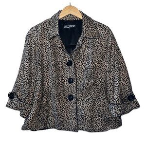 Cheryl Nash Windridge Animal Print Button Front Jacket Size Large